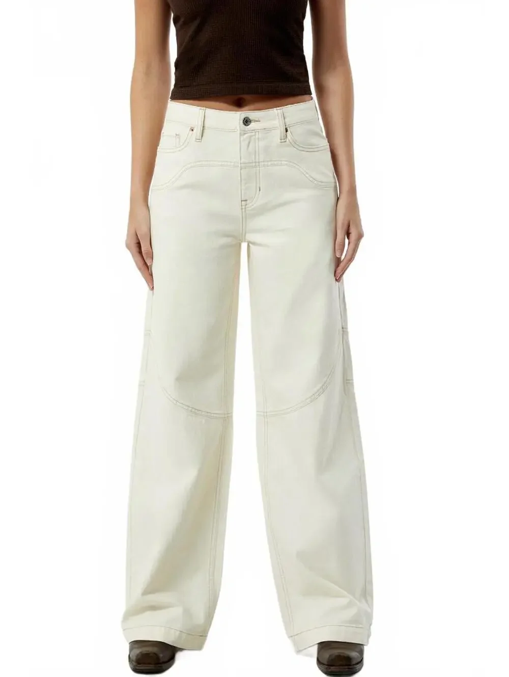 Pacsun Jessie Off White Cowboy High Waisted Baggy Jeans Size 25